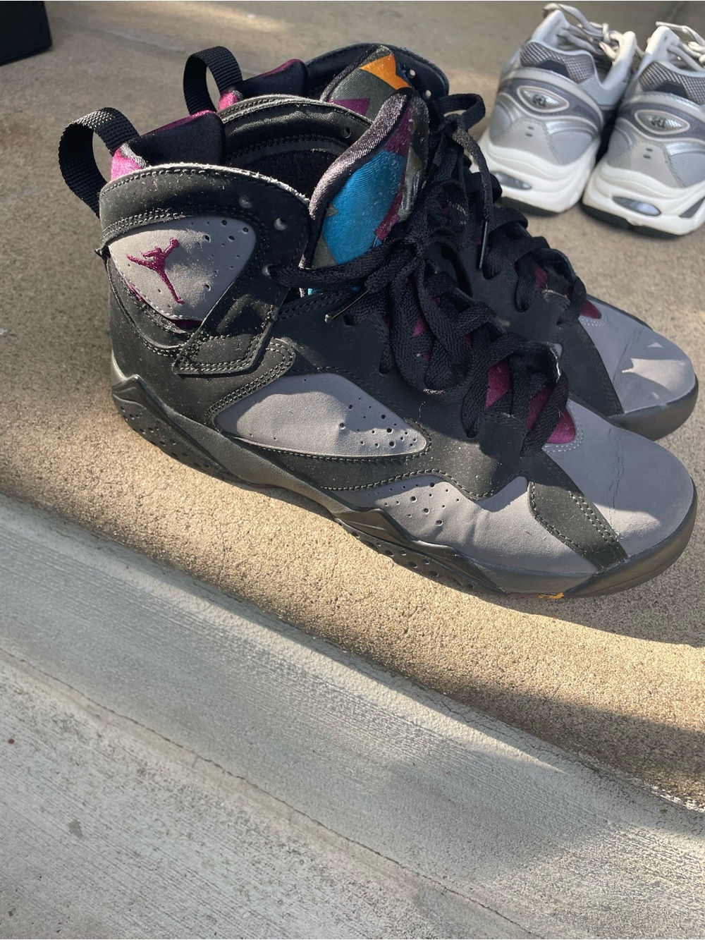 Jordan Kids High-Top Sneakers - Black / Gray with Teal & Purple Accents